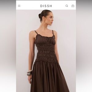 DISSH Toby Bitter Chocolate cotton midi dress size small